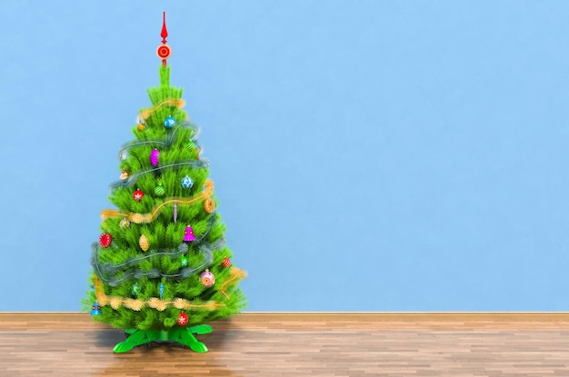 Sapin de Noël dans le rendu 3D de la chambre