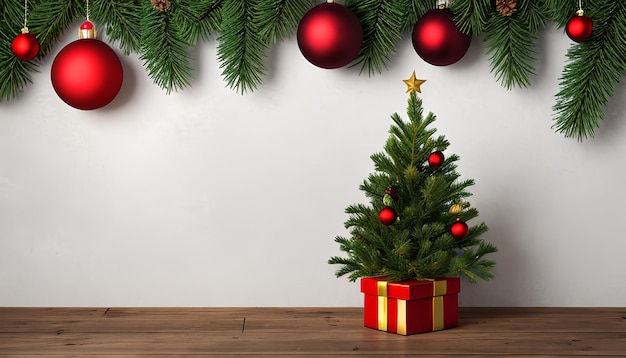 Sapin de Noël sur fond en bois