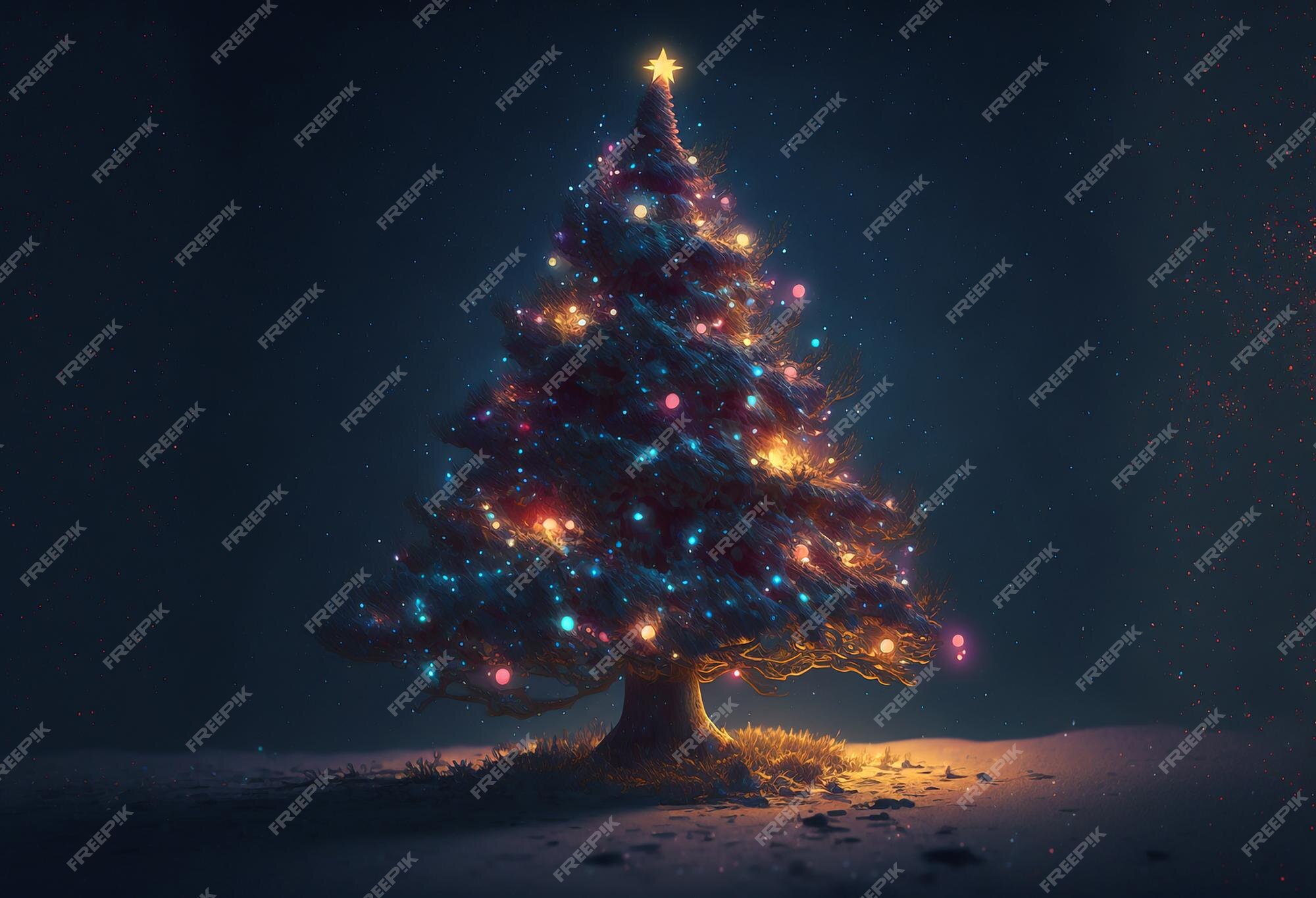 Un Sapin De Noël Avec Des Lumières Dessus