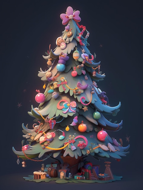 Sapin de Noël avec ornement en argile mignon