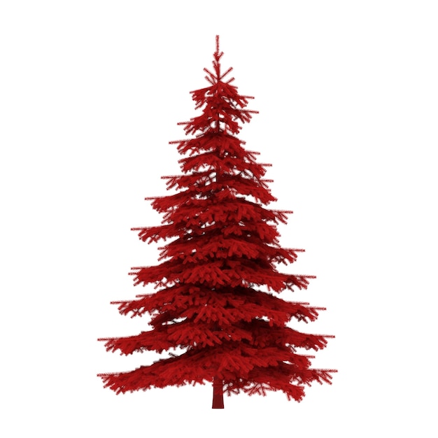 Sapin de Noël rouge sur fond blanc - rendu 3D