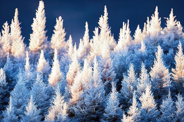 Sapins blancs vifs un jour glacial