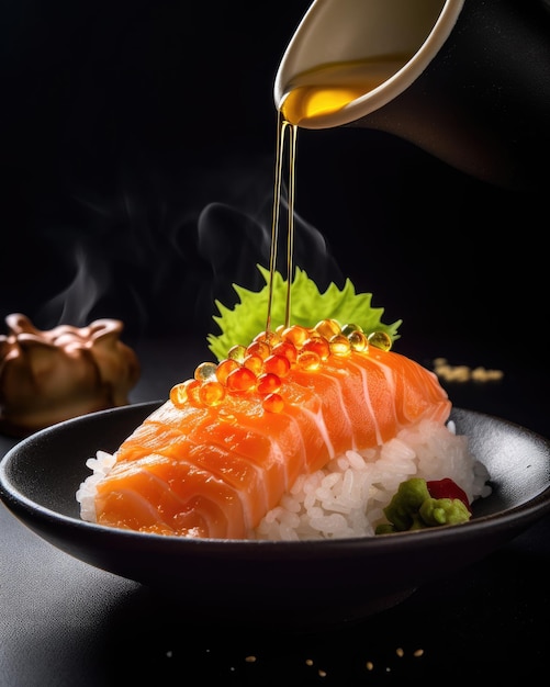 Sashimi avec du riz IA générative