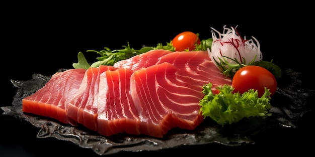 Sashimi de thon à fond noir