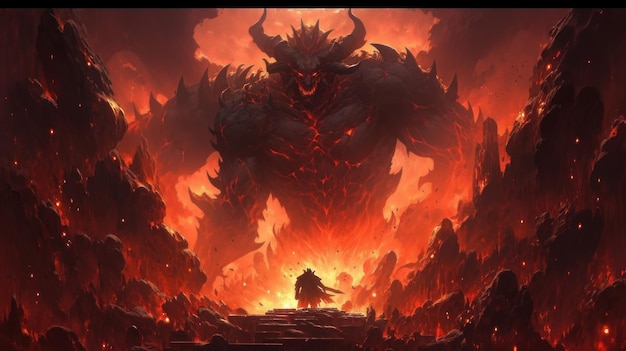 satan en enfer est assis sur le trône