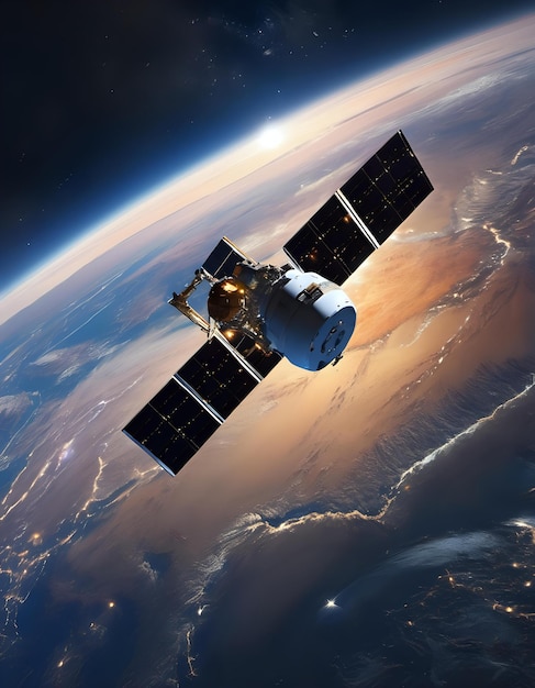 Photo un satellite en orbite autour d'une planète