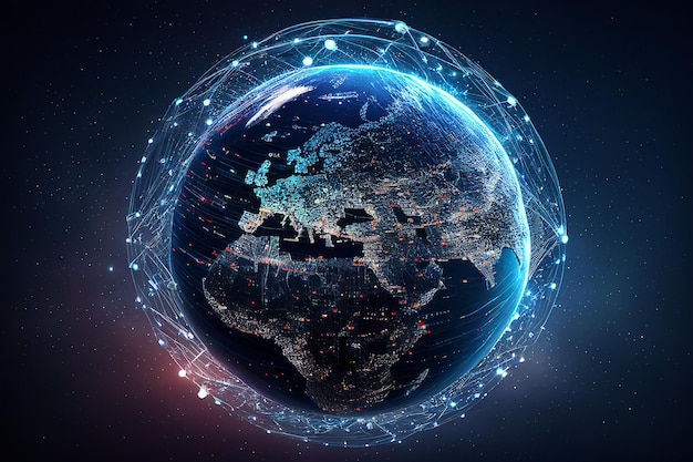 Satellites de partage d'informations de communication Globe ou technologies de l'Internet des objets générative ai