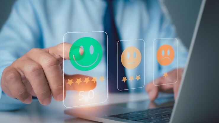 Photo satisfaction des clients enquête concept évaluation de l'expérience du service application en ligne évaluation des clients qualité du produit service satisfaction révision des commentaires