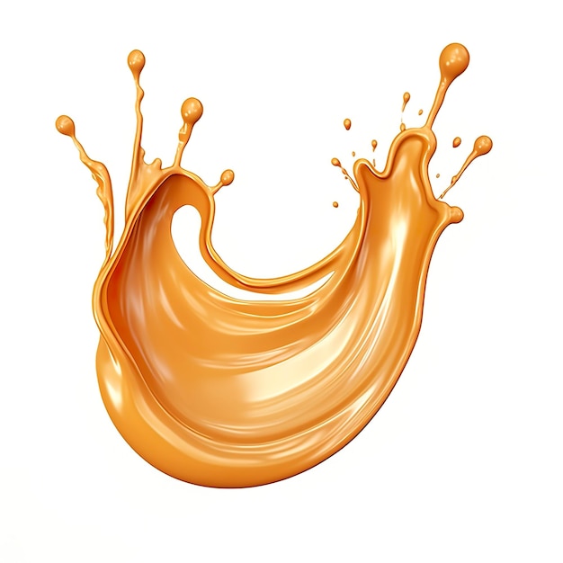 Sauce au caramel Éclaboussure de sirop liquide sucre candi caramel ou caramel fondu 3d AI générative