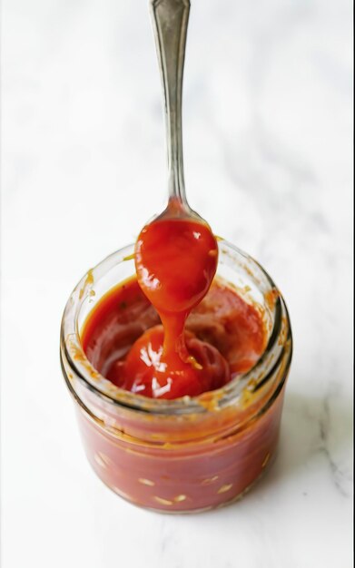 Sauce au piment chaud sur un blanc