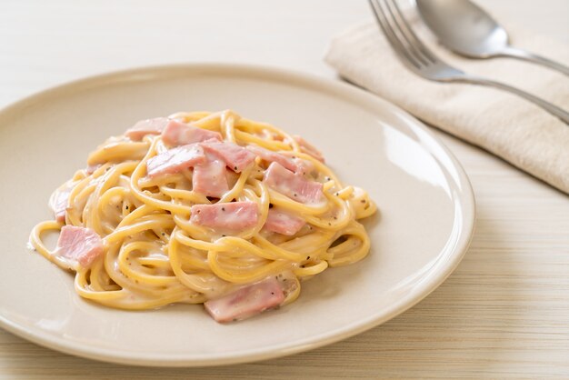 sauce crémeuse blanche spaghetti au jambon