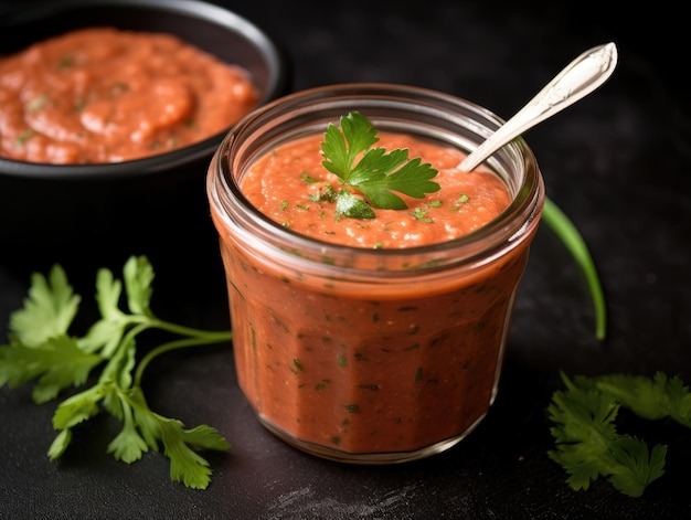 Sauce marinara sur fond sombre IA générative