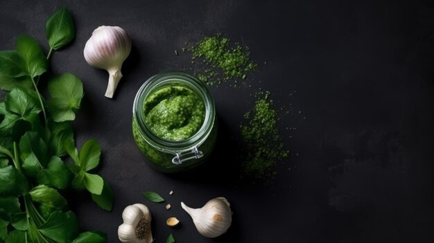 Sauce pesto verte Illustration AI GenerativexA