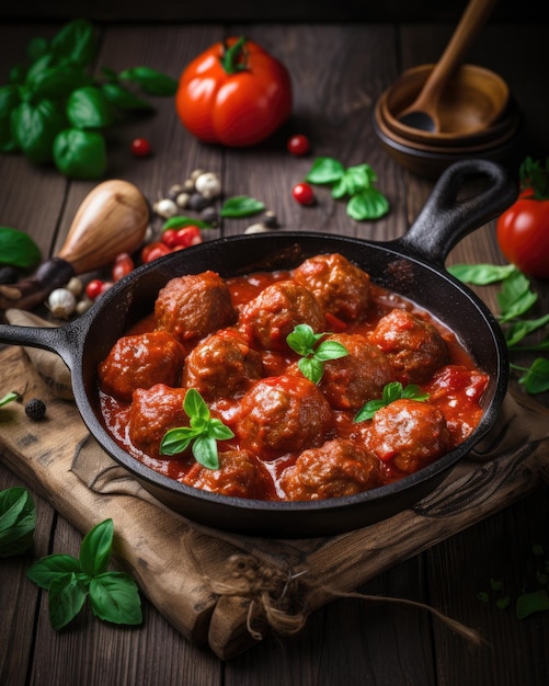 Sauce tomate aux boulettes de viande