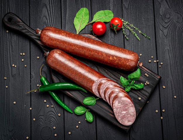 Saucisse fumée de différents types de viande