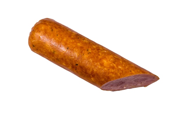 Saucisse fumée isolé sur fond blanc