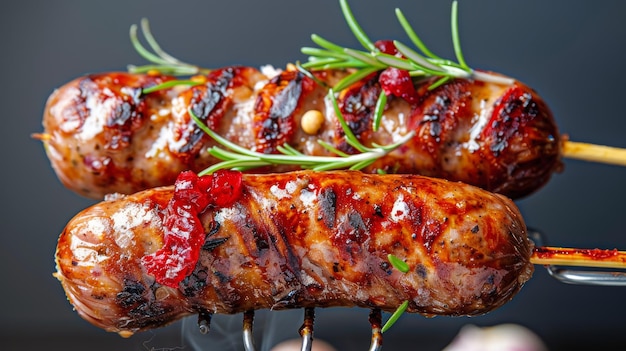 Saucisse grillée au grill avec sauce aux canneberges