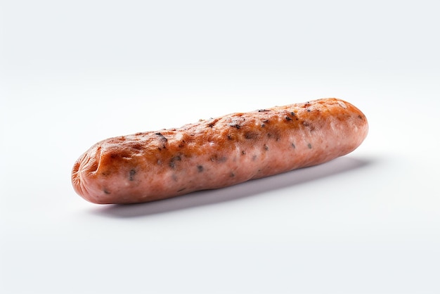 Une saucisse grillée sur fond blanc