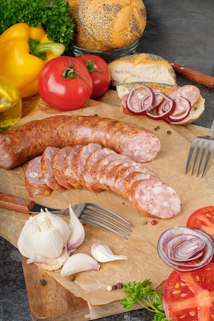 saucisse et légumes maison