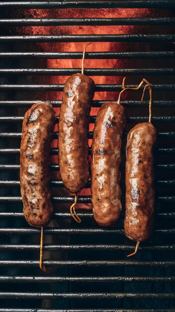 Photo des saucisses cevapcici brûlant sur un gril chaud papier peint mobile vertical