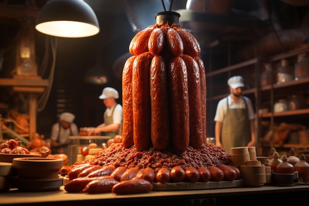 Saucisses dans une boucherie