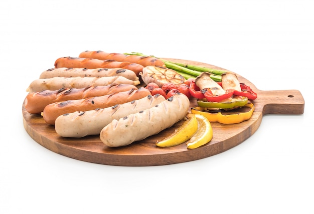 saucisses grillées aux légumes