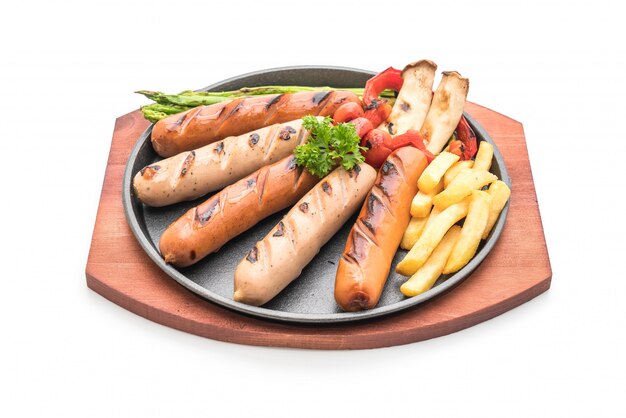 saucisses grillées aux légumes