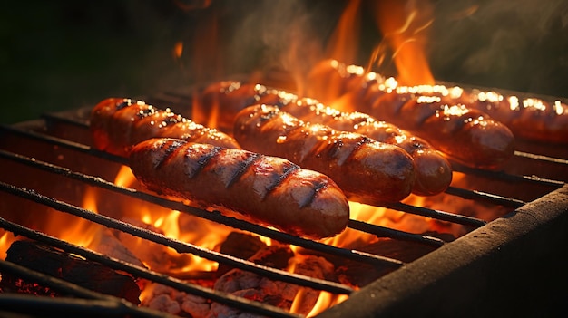 des saucisses grillées à l'extérieur