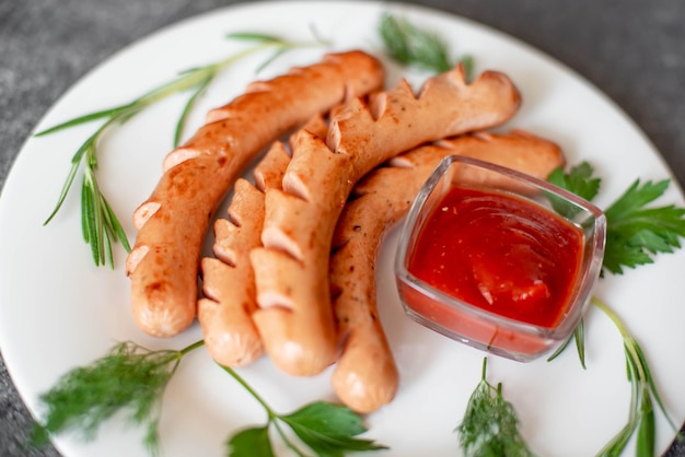 saucisses grillées sur fond de pierre