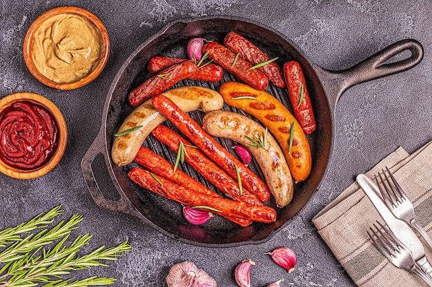 Saucisses grillées maison dans une poêle