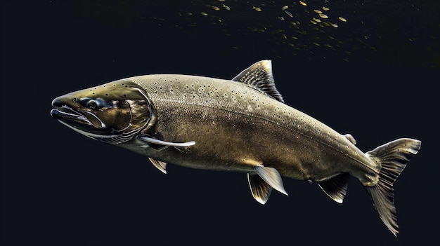 Photo le saumon chinook sur un fond noir massif