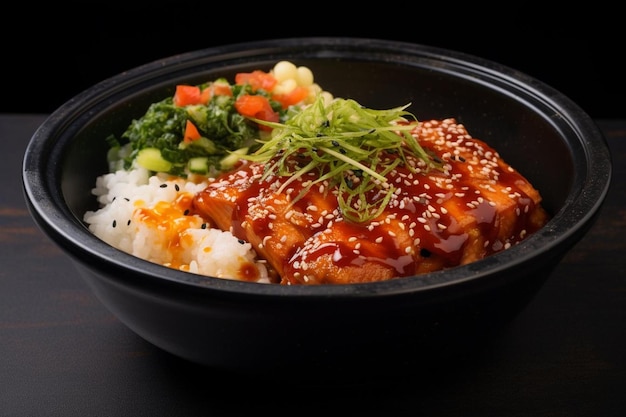 Le saumon épicé Teriyaki Donburi