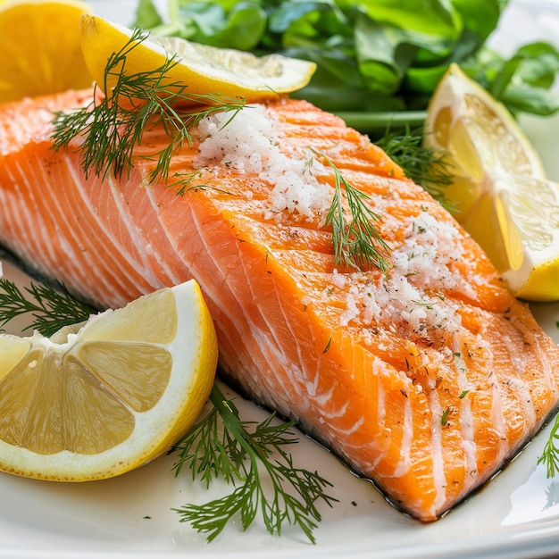 Saumon de poisson frais avec de l'aneth salé et du citron