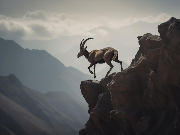 Le saut majestueux du bouquetin dans les sommets des montagnes