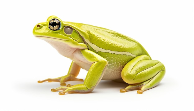 Sautez dans des grenouilles adorables et capricieuses isolées sur une toile blanche