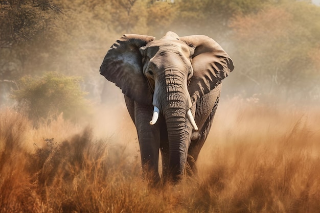 Sauvage et libre Un éléphant majestueux errant à travers la savane