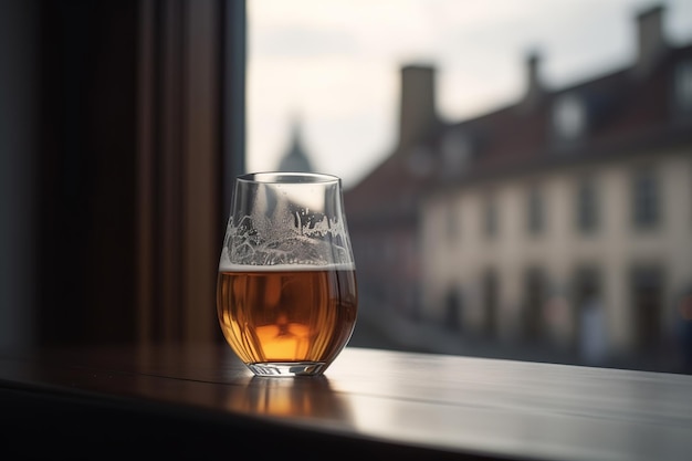 Savourer une bière froide sur le balcon avec un grand espace de copie