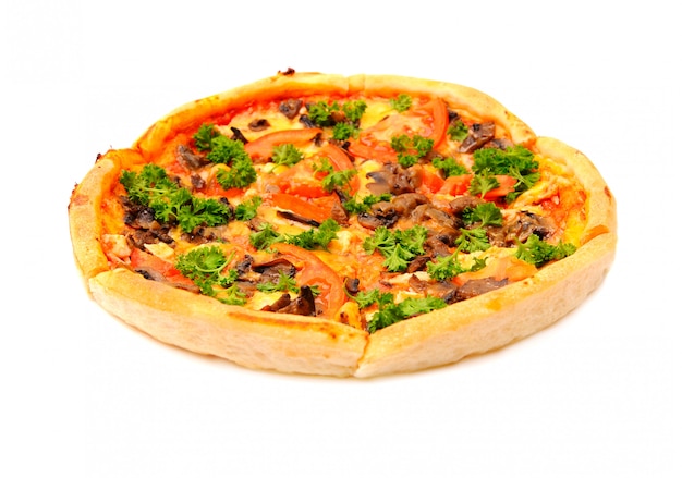 Savoureuse Pizza Végétalienne Sur Fond Blanc