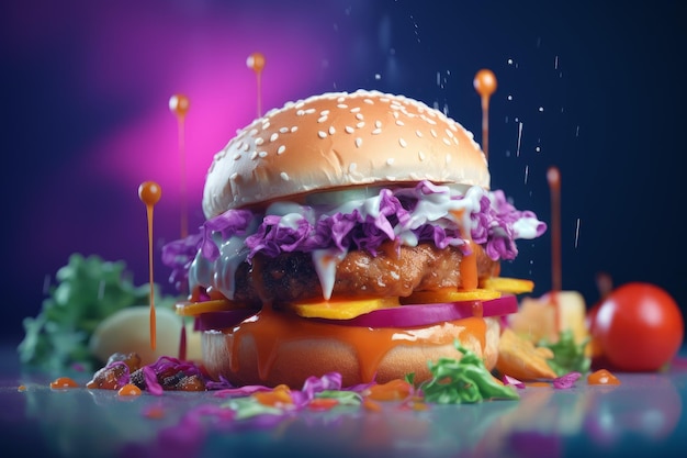 Savoureux burger 3d Générer Ai