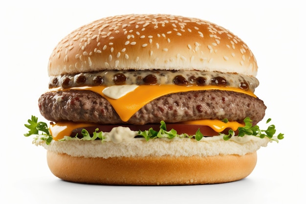 Savoureux Burger Frais Illustration AI Générative