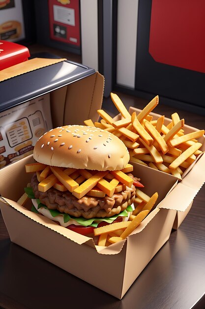 savoureux burger isolé sur fond blanc hamburger frais restauration rapide avec du boeuf et du fromage par AI