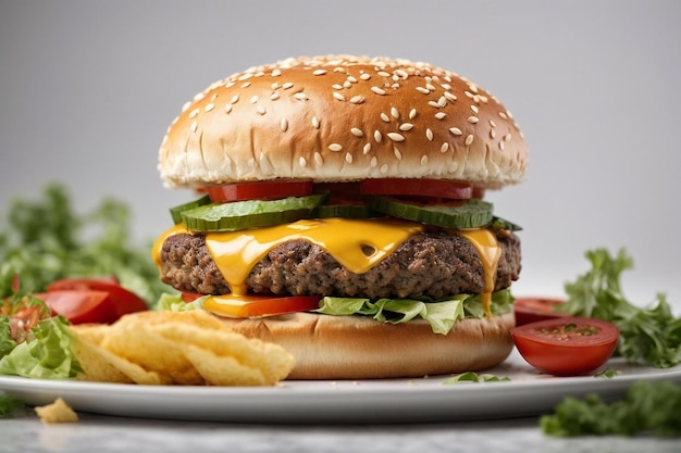 Un savoureux hamburger à la tomate et au fromage