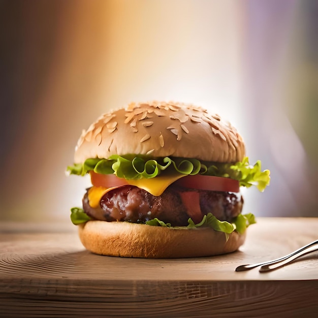 Savoureux Hot Burger Hamburger Sur Une Plaque De Bois Frites Dans Le Coin