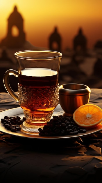 Savourez l'essence de l'Arabie avec une solide tasse de café noir Vertical Mobile Wallpaper