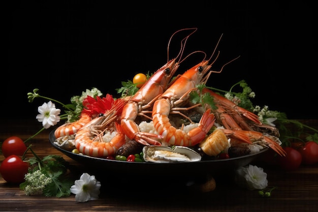 Savourez la mer en dégustant des délices exquis de crevettes et de fruits de mer servis dans de la vaisselle gastronomique fabriquée