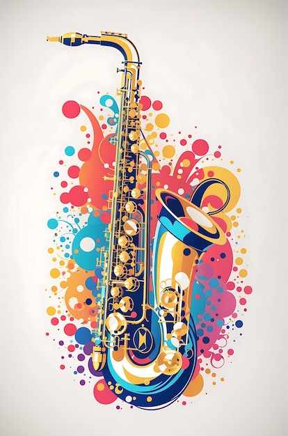 Saxophone coloré captivant, une vitrine vibrante à vue latérale