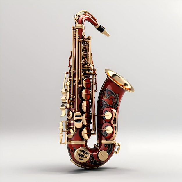 Saxophone sur fond blanc rendu 3D Illustration