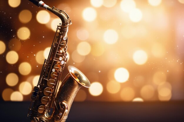 Saxophone sur fond bokeh AI