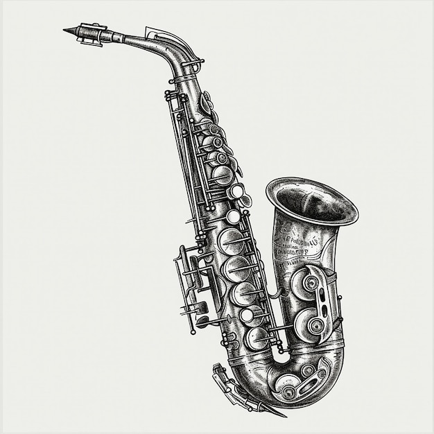 Saxophone instrument de musique jazz musique classique gravure rétro vintage