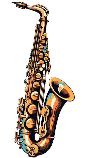 Un saxophone avec de nombreux boutons